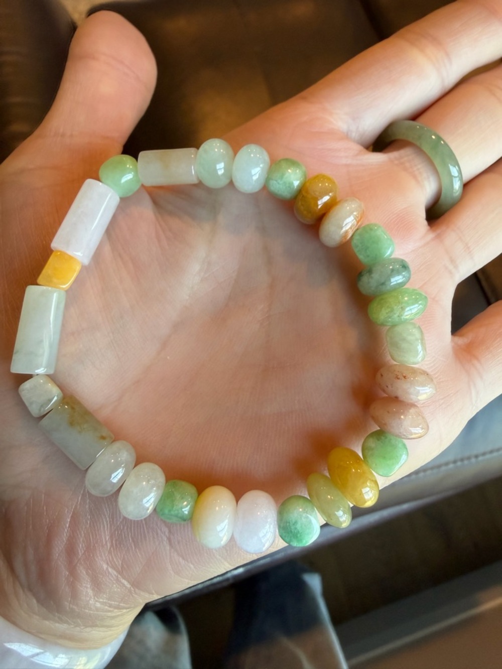 Natural Grade A Burmese Jade Bracelet – Multicolor Beads